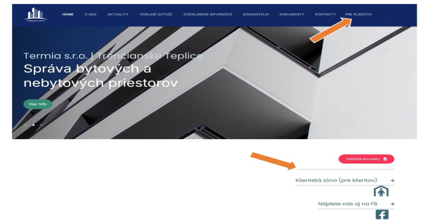 Už priamo z našej webovej stránky sa viete dostať do klientskej zóny